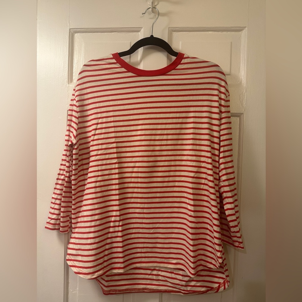 Pomander Place Red and White Striped Top